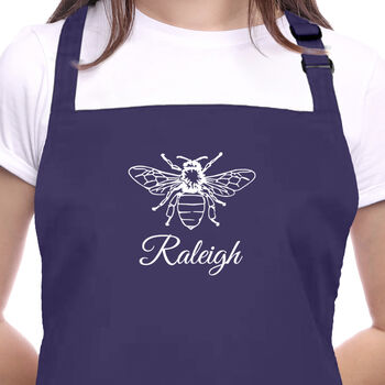 Personalised Bee Apron In Purple, 3 of 4