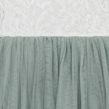 Classic Sage Green Bohemian Flower Girl Dress, 7 of 8