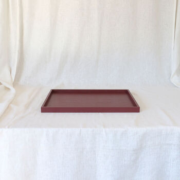 Handmade Dark Red Wooden Serving Tray, Lacquered Ottoman Cover Tray, 3 of 11
