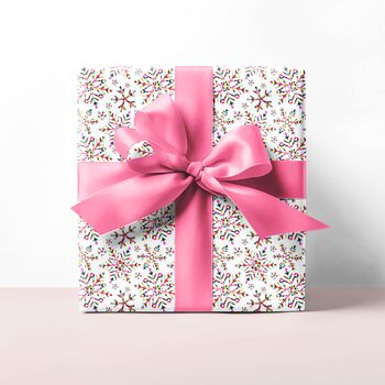 Premium Quality Vibrant Multi Coloured Snowflake Christmas Gift Wrapping Paper, 5 of 7