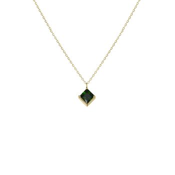 Yellow Gold Pendant Birthstone Necklace May Emerald, 2 of 5