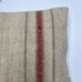 Oblong, Natural, Hemp, Neutral, Woven, Grain Sack, Striped Cushion With Cotton Reverse Red And Ochre Stripe, thumbnail 5 of 5