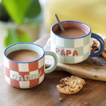 Ceramic Contrast Checkerboard Daddy Mug, 5 of 5