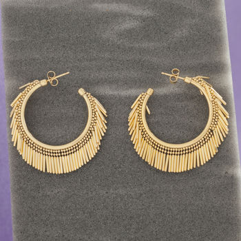 Gold Plate And Silver Tassel Fringe Hoop Earrings, 6 of 7