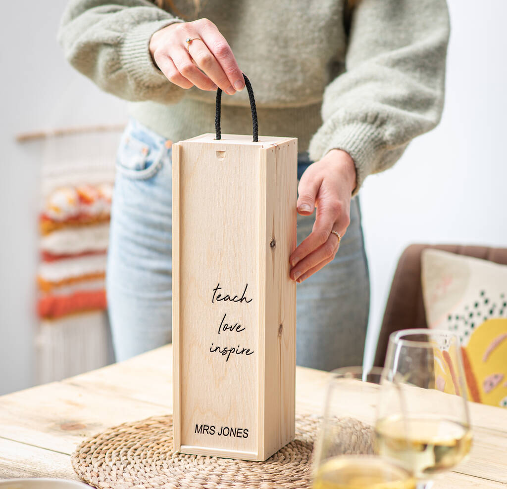 Personalised Wine Bottle Box Thank You Gift Teacher By