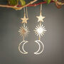 'Tempest Celestial' Ethical Hand Beaten Brass Earrings, thumbnail 2 of 3