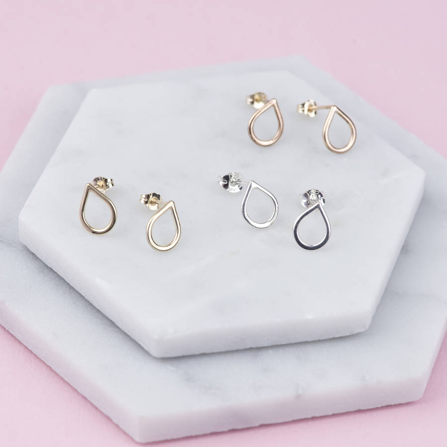Handmade Solid Gold Teardrop Stud Earrings By Ruby Tynan Jewellery Handmade Solid Gold Teardrop Stud Earrings