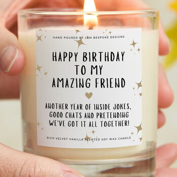 Amazing Friend Birthday Gift Quote Candle, 6 of 10