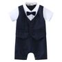 Baby Boy's All In One Short Outfit With Bow Tie, thumbnail 1 of 2