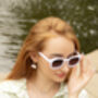 White Rounded Square Retro Pin Style Sunglasses, thumbnail 2 of 4