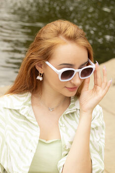 White Rounded Square Retro Pin Style Sunglasses, 2 of 4