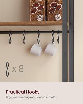 Coffee Bar Cabinet Bakers Rack With Outlet, 6 of 7