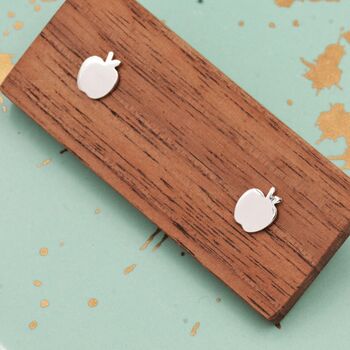 Apple Stud Earrings In Sterling Silver, 4 of 9