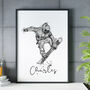 Snowboarder Sketch Style Personalised Poster, thumbnail 1 of 4