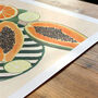 Papaya And Lime Wall Art | Hand Painted Tropical Fruit Print, thumbnail 4 of 12