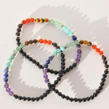 Dainty Seven Chakra And Black Tourmaline Bead Bracelet, 4 of 5