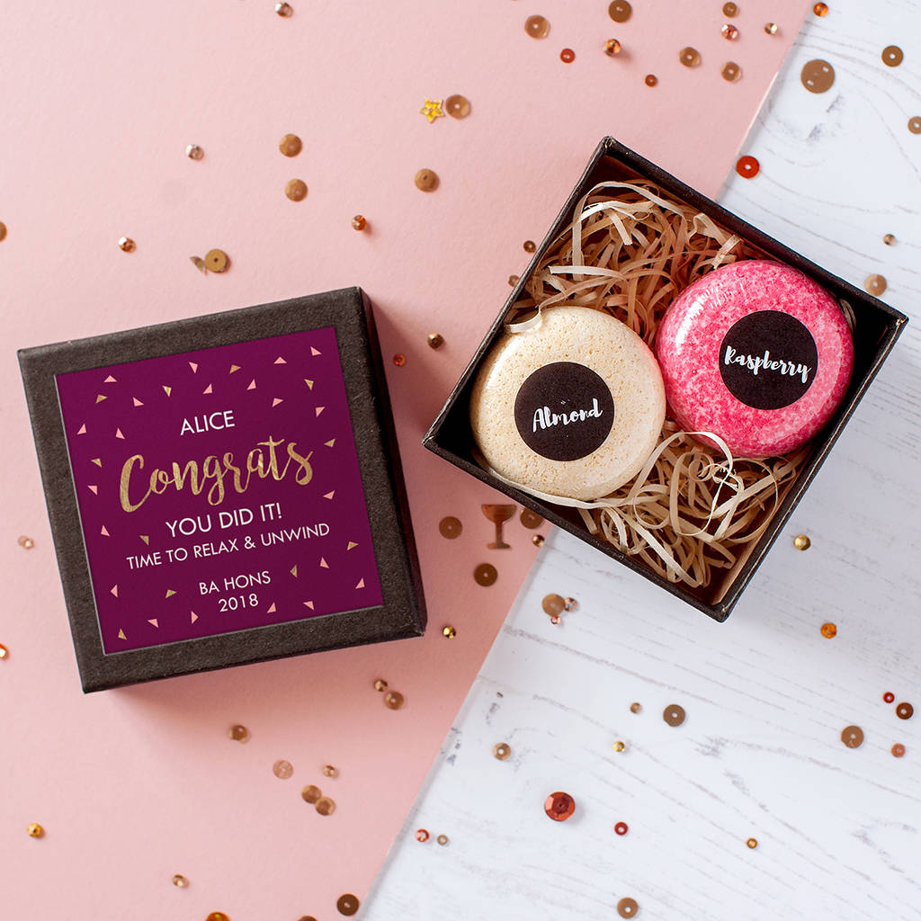 Personalised congrats Graduation Macaron Gift Box Set By The Little 