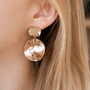 Hammered Gold Colour Double Disc Drop Earrings, thumbnail 2 of 6