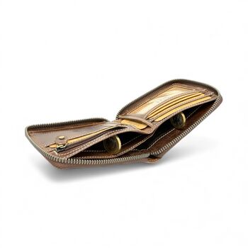 Personalised Round Zipper Leather Wallet For Christmas Gift, 5 of 12