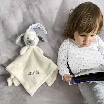 Personalised White Baby Gown With Puppy Comforter Set, 3 of 12
