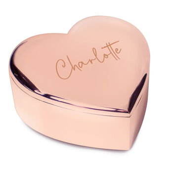 Personalised Name Rose Gold Heart Shaped Trinket Box, 4 of 4