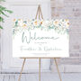 Wedding Welcome Board Pastel Green And White Florals, thumbnail 1 of 7