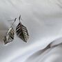 Textured Leaf Stud Earrings In 16 K Gold And 925 Sterling Silver, thumbnail 10 of 12