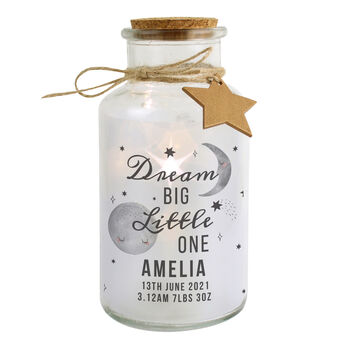 Dream Big Little One LED Personalised Glass Jar, 3 of 4