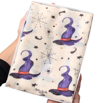Halloween Witches Hats Print Scarf In Personalised Gift Box, 2 of 4