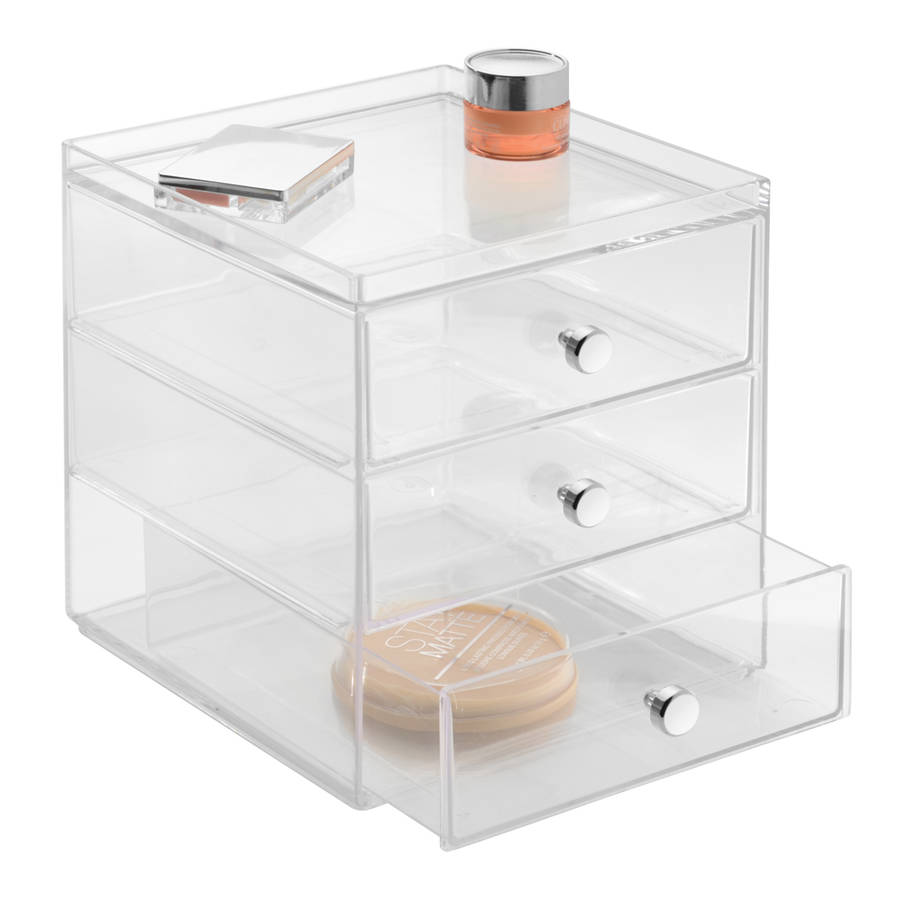 two wide acrylic drawers for makeup storage by jodie byrne