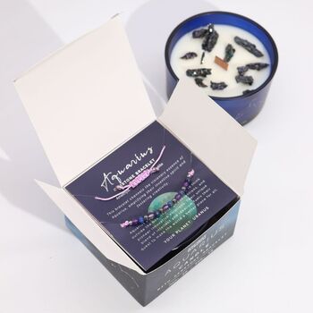 Aquarious Zodiac Crystal Candle And Gemstone Bracelet Gift Set, 5 of 6