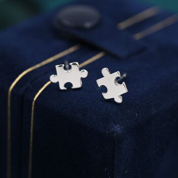 Sterling Silver Small Jigsaw Stud Earrings, 4 of 12