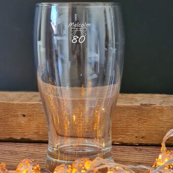 Personalised Pint Glass Engraved For 80th Birthday Gift, 5 of 12