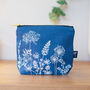 Garden Flowers Linen Make Up Bag White Ink, thumbnail 5 of 8