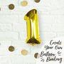 Individual Gold No Helium Number Party Balloon One, thumbnail 1 of 3