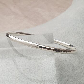 Sterling Silver Bangle With Hammered Finish, 2 of 6