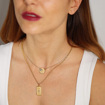 Tarot Card Tag Necklace With Gems 18ct Gold Plated, 8 of 12