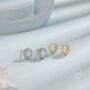 Sterling Silver Opal Cz Oval Halo Stud Earrings, thumbnail 2 of 10