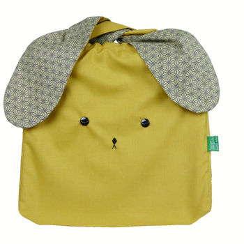 Bunny Rabbit Japanese Style Sand And Mustard Bag, 6 of 6