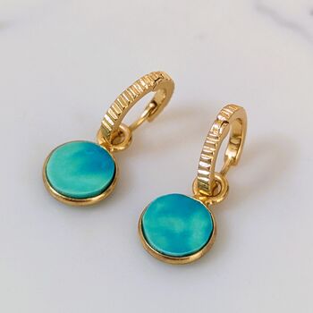 Circle Turquoise December Birthstone Earrings, Gold, 3 of 6