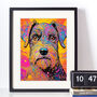 Colourful Schnauzer Dog Portrait Illustration Art Print, thumbnail 1 of 3