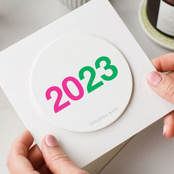 Personalised Birth Year Leather Coaster And Card, 4 of 4