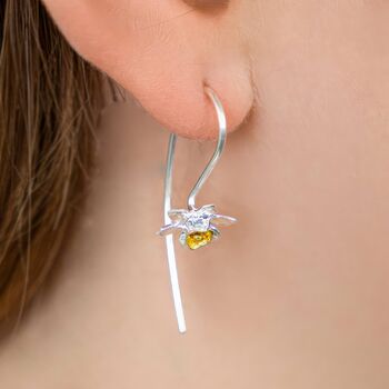 Sterling Silver Daffodil Drop Earrings, 3 of 8