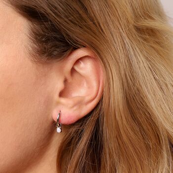 October Huggie Hoop Birthstone Charm Earrings, 4 of 4