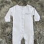 Personalised Embroidered White Cotton Baby Sleepsuit, thumbnail 1 of 6