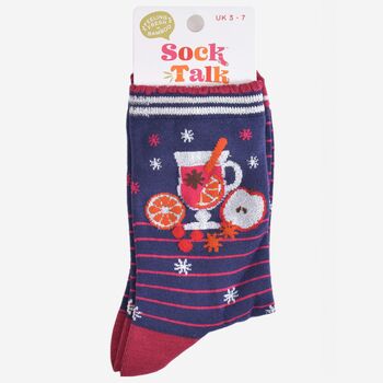 Women's Bamboo Socks Christmas Mulled Wine, 5 of 5