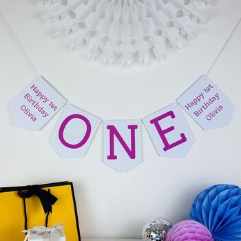 Personalised One Birthday Banner : 1st Birthday Party Decoration, 7 of 10