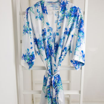Personalised Luxury Blue Watercolour Dressing Gown, 4 of 7