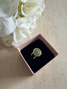 Gold Plated Green Double Band Ring, 7 of 7