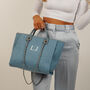 Personalised Monogram Canvas Tote Bag In Blue, thumbnail 2 of 4